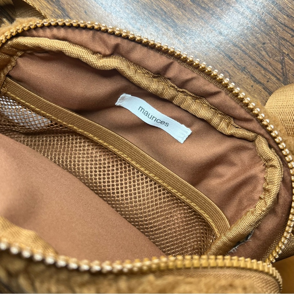 Maurices Teddy Sherpa Crossbody Belt Bag NWT Camel Crossbody Bag Gym Work - Picture 9 of 10